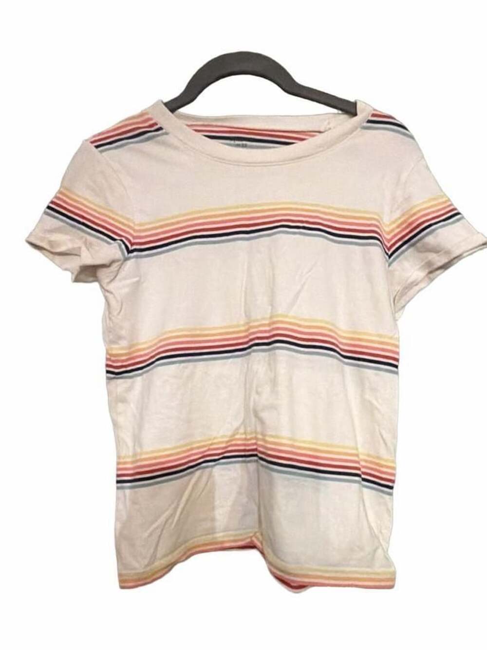 Madewell Striped Tee Size XS White Multi Vintage Rainbow Stripes